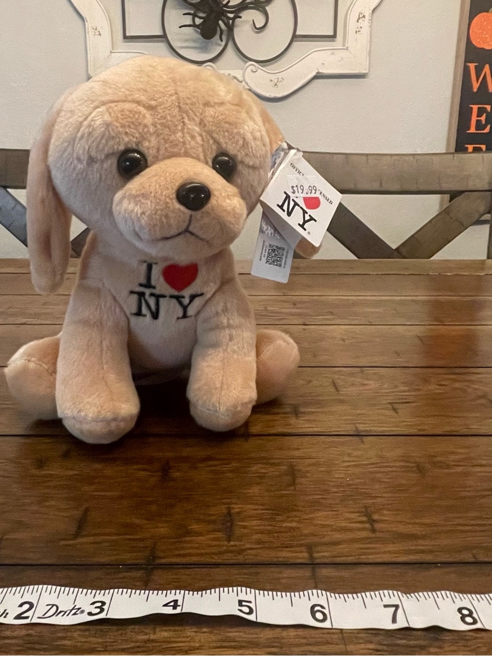 Offi Beige Plush I ❤️ NY Dog Toy with Red Heart Embroidery
